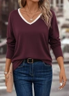 Kadın Uzun Kollu V Yakalı Viskon Iki Iplik Bluz