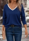 Kadın Uzun Kollu V Yakalı Viskon Iki Iplik Bluz