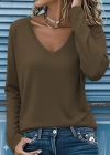 Kadın Uzun Kollu V Yakalı Viskon Iki Iplik Bluz