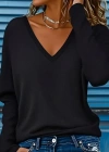Kadın Uzun Kollu V Yakalı Viskon Iki Iplik Bluz
