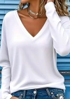 Kadın Uzun Kollu V Yakalı Viskon Iki Iplik Bluz