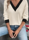 Kadın Uzun Kollu V Yakalı Waffle Bluz