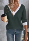 Kadın Uzun Kollu V Yakalı Waffle Bluz