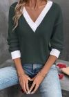 Kadın Uzun Kollu V Yakalı Waffle Bluz