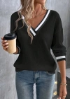 Kadın Uzun Kollu V Yakalı Waffle Bluz