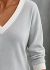 Kadın Uzun Kollu V Yakalı Waffle Bluz