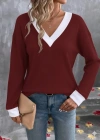 Kadın Uzun Kollu V Yakalı Waffle Bluz