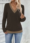 Kadın Uzun Kollu V Yakalı Yandan Düğmeli Yün Viskon Bluz