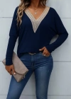 Kadın Uzun Kollu V Yakalı Yarasa Kollu Viskon Bluz