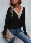 Kadın Uzun Kollu V Yakalı Yarasa Kollu Viskon Bluz