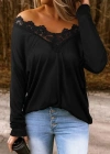 Kadın Uzun Kollu Yaka Güpür Detay Viskon Bluz