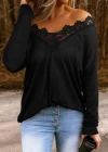 Kadın Uzun Kollu Yaka Güpür Detay Viskon Bluz