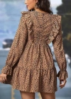 Kadın Uzun Kollu Yaka Ve Sırt Fırfır Detay Mikro Mini Boy Elbise