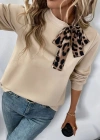 Kadın Uzun Kollu Yakadan Bağlamalı Viskon Iki Iplik Bluz