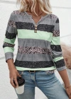 Kadın Uzun Kollu Yakadan Düğmeli çizgili Desenli Süprem Bluz