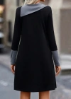 Kadın Uzun Kollu Yakadan Düğmeli Kısa Viskon Iki Iplik Elbise