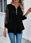 Kadın Uzun Kollu Yakadan Düğmeli Kolları Tül Detaylı Viskon Bluz