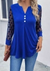 Kadın Uzun Kollu Yakadan Düğmeli Kolları Tül Detaylı Viskon Bluz