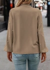 Kadın Uzun Kollu Yakadan Fiyonklu Incili Ithal Krep Bluz