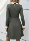 Kadın Uzun Kollu Yakalı Düğmeli çağla Yeşili Modal Mini Elbise