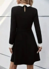 Kadın Uzun Kollu Yakalı Düğmeli Kısa Modal Mini Elbise