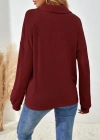 Kadın Uzun Kollu Yakalı Düğmeli Salaş Waffle Bluz