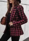 Kadın Uzun Kollu Yakalı Kare Desenli Ekoseli Düğmeli Ceket
