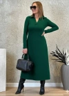 Kadın Uzun Kollu Yakalı Midi Viskon Iki Iplik Elbise
