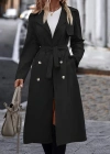 Kadın Uzun Kollu Yakalı önden Düğmeli Beli Kuşaklı Midi Gabardin Trençkot