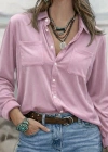 Kadın Uzun Kollu Yakalı önden Düğmeli Cep Detaylı Kadife Gömlek