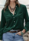 Kadın Uzun Kollu Yakalı önden Düğmeli Cep Detaylı Kadife Gömlek