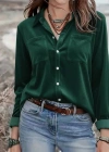 Kadın Uzun Kollu Yakalı önden Düğmeli Cep Detaylı Kadife Gömlek