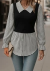 Kadın Uzun Kollu Yakalı önden Düğmeli Ottoman Bluz