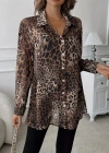 Kadın Uzun Kollu Yakalı önden Düğmeli şifon Gömlek