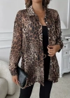 Kadın Uzun Kollu Yakalı önden Düğmeli şifon Gömlek