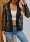Kadın Uzun Kollu Yakalı önü Açık Dantelli Ceket