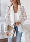 Kadın Uzun Kollu Yakalı önü Açık Dantelli Ceket