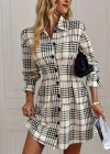 Kadın Uzun Kollu Yakalı önü Düğmeli Mini Modal Elbise