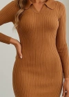 Kadın Uzun Kollu Yakalı Triko Elbise