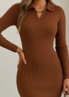 Kadın Uzun Kollu Yakalı Triko Elbise