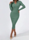 Kadın Uzun Kollu Yakalı Triko Elbise