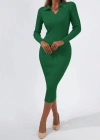 Kadın Uzun Kollu Yakalı Triko Elbise
