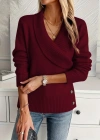 Kadın Uzun Kollu Yakalı Yandan Düğmeli Triko Bluz