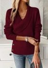 Kadın Uzun Kollu Yakalı Yandan Düğmeli Triko Bluz