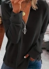 Kadın Uzun Kollu Yakası Açık Fermuarlı Viskon Bluz