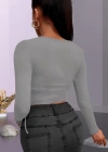 Kadın Uzun Kollu Yanlar Büzgü Detay Kaşkorse Crop