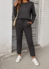 Kadın Uzun Kollu Yanları Nervurlu Viskon Iki Iplik Ve Pantolon Ikili Takım