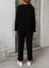 Kadın Uzun Kollu Yanları Nervurlu Viskon Iki Iplik Ve Pantolon Ikili Takım
