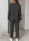 Kadın Uzun Kollu Yanları Nervurlu Viskon Iki Iplik Ve Pantolon Ikili Takım