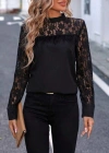 Kadın Uzun Kollu Yarı Balıkçı Yaka Dantelli Sandy Bluz